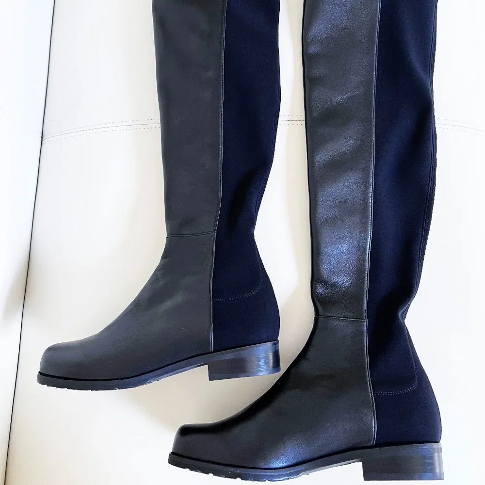 Stuart Weitzman Authentic 5050 Napa Leather Over-The-Knee Boots Nappa Black 6 LN